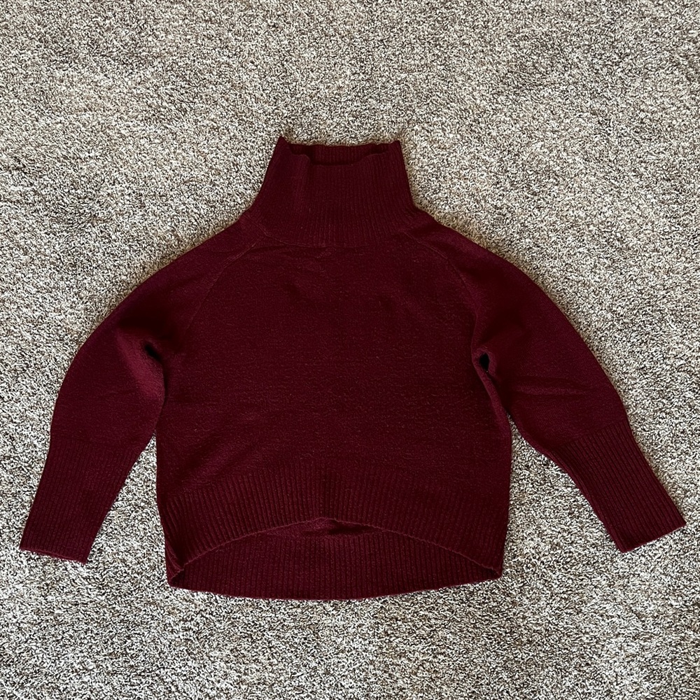Pink Lily Relaxed fit Women's Burgundy Turtleneck Sweater